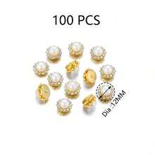 100PCS Colorful Pearl Rhinestones, Flower Decorative Rivets, 10/12mm Diameter Sunflower Rhinestones, Suitable For DIY Handmade Glue Backing, Holiday Party Headbands, Hats, Shoes, Bags, Clothing Decoration - Sunflower Pearl Rhinestone - View 13