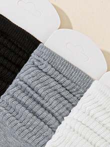 Autumn/Winter 4/6/12/18/30pcs Casual Socks, College Style Design, Comfortable, Suitable For Daily Wear/Back To School/Campus Outfit/Sports Gear/Classroom Scene/New Semester/School Season/Student Essential. Various Sock Styles, Random Color Matching, Meeting Different Style Needs. (1 Pair) - Black and White - View 5