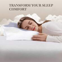 Bantal Leher dan Bahu, Bantal Ergonomis Busa Memori dengan Sarung Bantal, Bantal Tidur Nyaman yang Dapat Diatur, Bantal Penopang Leher untuk Tidur Miring, Tengkurap, dan Telentang, Bantal Pembentuk Leher Ergonomis 2-in-1 - putih keabu-abuan - View 7