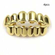 4 buah Grillz Gigi Serigala Berlapis Elektroplating Gaya Hip Hop, Penutup Gigi Taring Vampir Halloween, Penutup Gigi Dekoratif untuk Pesta, Pertemuan, dan Pertunjukan Panggung - MultiWarna - View 11