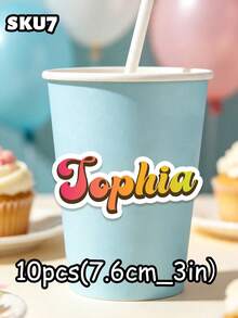 10pcs Custom Personalized Name Stickers,Personalized Stickers, Name Label Stickers, Laptop Stickers, Water Bottle Stickers,Custom Sticker,First Day Of School,Back To School,School Supplies - Multicolor - View 8