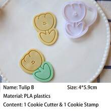 6pcs Minimalist Tulip Cookie Cutter, Cute Cartoon Flower Baking Tool, Suitable For Spring DIY Desserts And Baby Shower Party - View 12