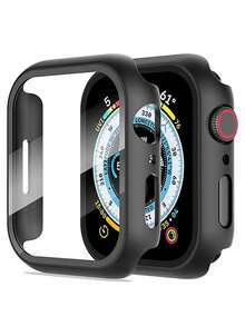 1pc Fashion New PC Watch Protective Case Compatible With Apple Watch 38mm 40mm 41mm 45mm 44mm 42mm 49mm Compatible With Apple Watch Ultra Series Ultra 9 8 7 6 5 4 3 2 1 SE Waterproof Anti-Scratch Anti-Collision Double-Row Rhinestone Watch Protective Case For Women And Men - Black - View 1