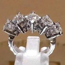 Cincin Zirkonia Kubik Bulat Minimalis, Aksesori Gaya Buatan Tangan, Dapat Dipakai Sendiri atau Ditumpuk, Cincin Hadiah Ideal untuk Wanita - Perak - View 1