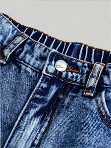 Tween Girl New Autumn/Winter Fashion Denim Long Pants - Medium Wash - View 8