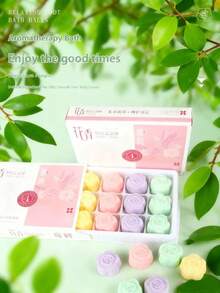 1 Box Of 12 Pieces Of Foot Bath Balls; Floral Rose Shape Bath Bombs; Bath Salt Balls; Ladies Gift Packaging; Random - 12 Pieces Per Box - View 3