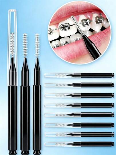 200/100/50/20/5pcs Dental Cleaning Brushes, Denture Cleaning Brushes, Mini Portable Interdental Cleaning Brushes With Dust Cap, Oral Care Brushes, Toothpicks, Dental Floss, Eyelash Extension Brushes, Eyebrow Brushes, Makeup Brushes