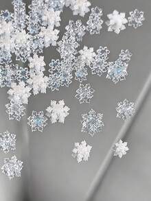 50Pcs 3D Christmas Snowflake Nail Charms, Mixed Size White Silver Glitter Resin Snow Flake Nail Art Decorations For Winter Xmas DIY Manicure Accessories - Multicolor - View 6