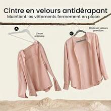 Premium Cintres en Velours (Gris, Paquet de 50) | Antidérapants | Durables | Peu encombrants | Pour chemises, vestes et robes | - couleur comme sur la photo - Voir 6