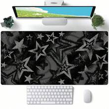 1pc INS Style Black And Gray Stars Art Mouse Pad, Cool Desktop Decor Mat, Thick Non-Slip Office & Gaming Keyboard Pad - View 5