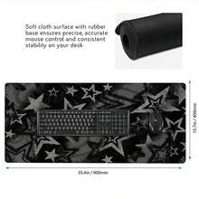 1pc INS Style Black And Gray Stars Art Mouse Pad, Cool Desktop Decor Mat, Thick Non-Slip Office & Gaming Keyboard Pad - View 11