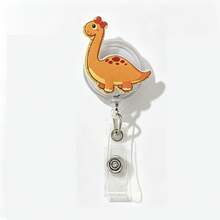 1PC Cute Dinosaur Acrylic Retractable Badge Reel Crocodile Clip Badge Holder Gift - Multicolor - View 4