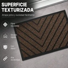 Felpudo Entrada Casa, Alfombrilla Retangular Absorbente con Base de Goma,Atrapa Suciedad y Humedad, para Interior y Exterior, Puerta, Pasillo y Terraza - PVC - roombo MARRÓN - Ver 2