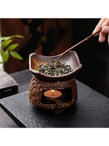 Máy khuếch tán tinh dầu gốm phong cách vintage, bếp rang trà, đèn đốt tinh dầu cho gia đình trong nhà dạng bếp nhỏ, tăng hương cho bột hương và trà (không bao gồm nến) - Nhiều màu - Xem 9