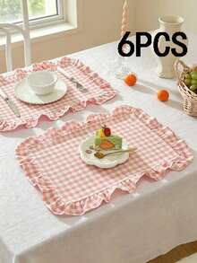 2/6/12/120pcs Plaid Ruffled Napkins, Farmhouse Style Home Kitchen Decor, Reusable Washable Napkins Suitable For Restaurants, Kitchens, Weddings, Bridal Showers, Parties, Dining Table Decoration - Multicolor - View 17