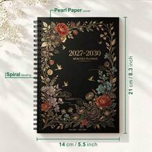 1PC A5 4-Year Monthly Planner 2027-2030, Elegant Purple Iris Cover Design, Spiral Bound 48-Month Calendar Notebook With Tabs, Twin-Wire Premium Paper, Weekly & Monthly Organizer For Student Office School Home - A5 - View 2