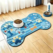 1pc Pet Feeding Mat, Cat And Dog Bowl Food Mat, Non-Slip Absorbent Pet Floor Mat, Rubber Backing, Easy To Clean, Suitable For Cat Beds, Cat Toys And Pet Bowls, Perfect For Cat And Dog Owners - View 4
