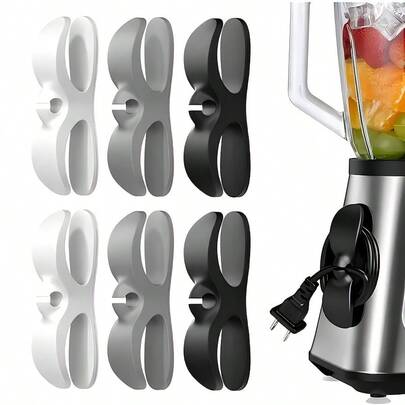 3pcs Self-Adhesive Cable Clips, Black Kitchen Appliance Cord Organizer, Reinforced Wire Holder, Desktop Countertop Cable Management Tool, Tidy Storage Solution, Suitable For Coffee Maker, Air Fryer, Blender, Microwave