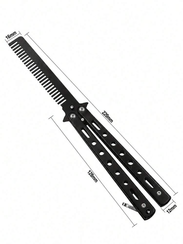 1pc Butterfly Practice Comb Foldable Men's Steel Comb Training Tool Flip Knife Comb Unsharpened Stainless Steel Suitable For Outdoor Beginners - Multicolor - View 9