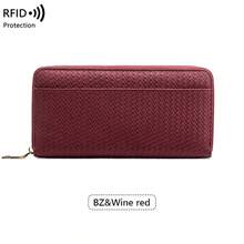 FOREVER MIYIN RFID Blocking Women Long Zip Around Wallet, Crocodile & Woven, Large Capacity Multi‑Card Slots Back & Coin Pocket, Phone‑Compatible Daily Travel - Multicolor - View 14