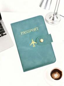 1pc Matte PU Passport Case, Snap‑Button Airplane Pattern Passport Wallet, Multi‑Card Slots Portable Document Organizer For Holiday & Flight Unisex - Multicolor - View 13