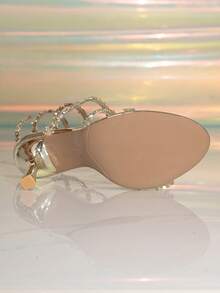 Sexy High Heel Sandals With Spiral Straps And Rhinestones For Party Fashion - Gold - View 7