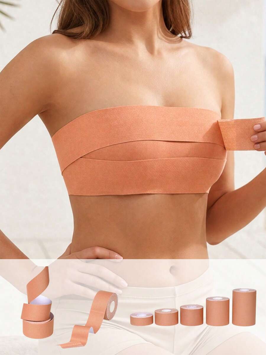 1 Roll Invisible Elastic Chest Tape, Bust Enhancer And Chest Binder, Seamless And Adhesive Sports Wrap Style