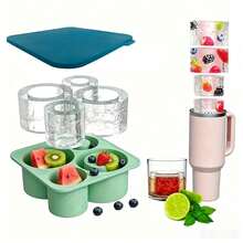 1pc Multicolor Sports Water Cup With Lid And Tray, 4pcs Hollow Cylindrical Silicone Ice Cube Molds, Suitable For 30-40oz Cups, For Whiskey, Drinks, Coffee, Kitchen, Summer Beach Party, Kitchenware, Reusable Silicone Ice Mold, Iced Drinks - Multicolor - View 11