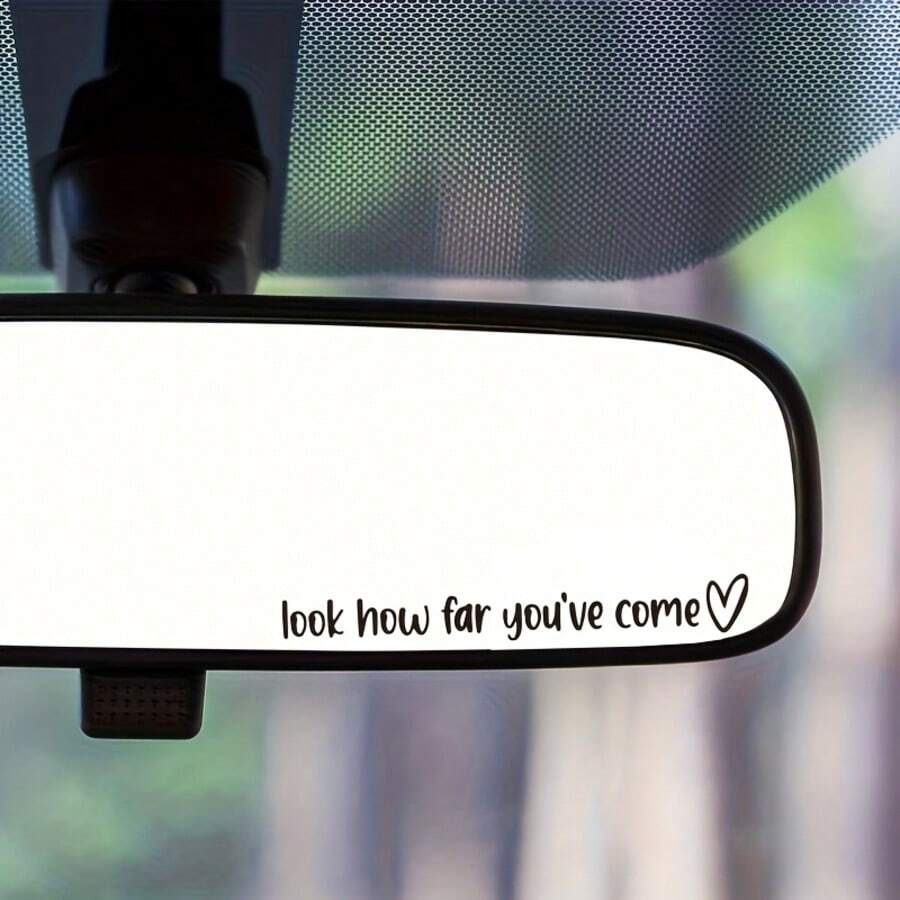 Look How Far You've Come Rearview Mirror Sticker, Car Rearview Mirror Sticker, Vinyl Sticker, Her Gift, Inspirational Sticker, Affirmation Sticker, Car Sticker, Vehicle Use, Car Sticker, Car Vinyl Sticker, Car Accessories, Driving Inspiration, Fashion Sticker, Decoration, Vinyl Glossy Surface, Vinyl Material, Car Sticker, Mirror Sticker, Car Enthusiast, Vehicle Owner - A - View 1
