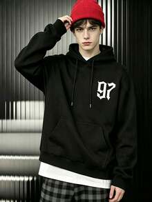 Áo hoodie tùy chỉnh mùa thu và mùa đông – Thêm văn bản, tên, hình ảnh (ảnh nhóm, ảnh gia đình, bạn bè, người thân), thiết kế Halloween và Valentine - màu đen - Xem 2