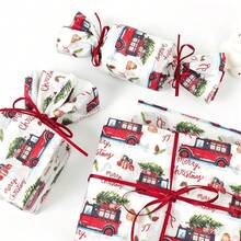 10/30/60 Sheets, Snowy Town Pattern Tissue Paper, Plus 8 Adhesive Stickers, 20*14 Inch Gift Wrapping Paper, Suitable For Christmas Decoration, Gift Bags, Birthday, Wedding Party Decoration, Box And Basket Filler, Party Gifts - Christmas Car - View 4