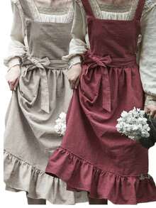 1pc Minimalist French Retro Artistic Style Apron, Suitable For Florists And Baristas, All-Season, Can Be Used For Home Kitchen, Outdoor Camping And Picnics. - Multicolor - View 9