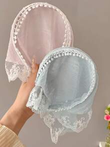 1-Pack Women's Pastoral Style Headband Lazy Hair Buckle Turban High-End Lace Hair Accessory Beach Vibe Photo Upgrade Triangular Turban - Multicolor - View 9