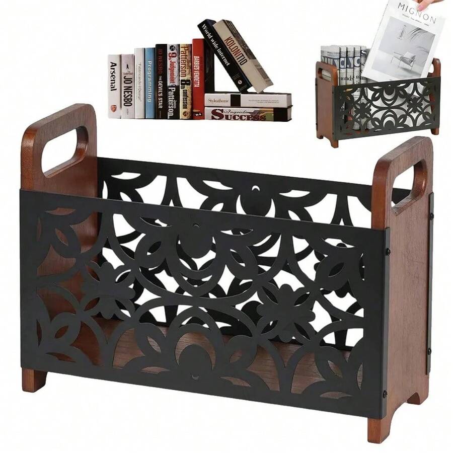 Moderner Blumen-Zeitschriftenständer Mit Zeitungshalter & Bücherregal-Aufbewahrungskorb, 33x24x13cm Für Das Büro & Zu Hause – Ideal Für Die Lektüre Neben Dem Wohnzimmersofa, Das Sortieren Von Zeitschriften Im Arbeitszimmer & Die Dekorative Organisation in Ferienwohnungen Oder Luxuriösen Häusern. - A - Übersicht 1
