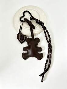 Vintage Faux Leather Bear Bag Charm Keychain, Cute Heart Pendant Braided Rope Handbag Accessory, Y2K Retro Aesthetic Backpack Charms For Women Girls - Multicolor - View 8