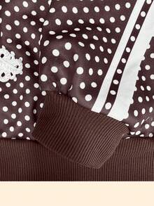 Women's Vintage Polka Dot Frog Button Top, Early Autumn Essential, Chinese Style Jacket, Streetwear Fashion - Coffee Brown - View 5