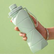 Taza de silicona plegable de gran capacidad portátil, botella de agua retráctil para viajes - Verde - Ver 8