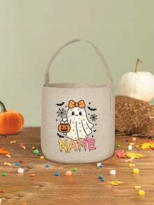 Tas jinjing Halloween yang dapat disesuaikan untuk kegiatan "trick-or-treating" (mengumpulkan permen), menampilkan desain hantu, sempurna untuk membawa permen yang cukup untuk pesta dan acara. - MultiWarna - View 15