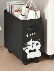 Carrito Almacenamiento con Ruedas, para Debajo del Escritorio - Gatito negro - Ver 1