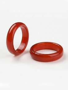Pinannie 6mm Red Agate Ring For Women, Natural Stone Band, Protective Good Luck Gemstone Ring, Feng Shui Everyday Jewelry, Gift For Her (US Size 6 7 8 9) - Red - View 1