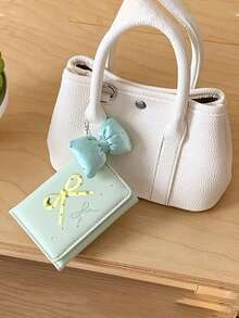 Macaron Color Palette And Bow Embellishments ,Pocket Small Women Wallet Mini Lightweight Minimalist Fashion Women Wallet Wallet Women,Back To School - A - View 3
