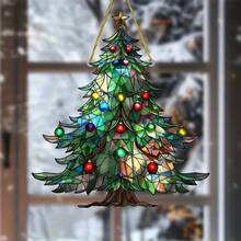 1pc Acrylic Christmas Tree Suncatcher - Holiday Themed Window Hanging Decor And Wall Art, Suitable For Kitchen, Bedroom And Outdoor Space Decoration - Christmas Tree - View 6