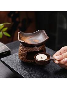 Máy khuếch tán tinh dầu gốm phong cách vintage, bếp rang trà, đèn đốt tinh dầu cho gia đình trong nhà dạng bếp nhỏ, tăng hương cho bột hương và trà (không bao gồm nến) - Nhiều màu - Xem 8