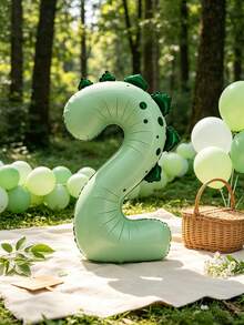 1 buah Balon Foil Angka Dinosaurus Hijau Muda, Cocok untuk Dekorasi Pesta Ulang Tahun Anak, Properti Foto Tema Dinosaurus, Dekorasi Pesta Tema Hutan - nomor - View 4