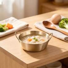1 Or 3 PiecesKorean-Style Stainless Steel Dual-Handled Snack Bowls In Gold/Silver Finish, Condiment Bowls, Sauce Dishes, And Kimchi Dipping Plates With Handles - Multicolor - View 5