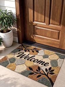 1pc Outdoor Floor Mat, Pebble Branch Leaf Welcome Mat, Long Strip Rug, TPR Backing Non-Slip Mat, Suitable For Bathroom, Indoor, Hallway, Bedroom, Living Room, Bedside, Machine Washable Easy To Clean Entryway Mat Home Decor - Multicolor - View 7