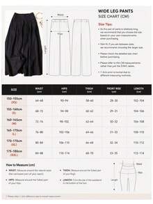 Women's Solid Color Casual Wide Leg Pants With Front Pocket Decor For Autumn Back To School And Commute Black - Black - View 7