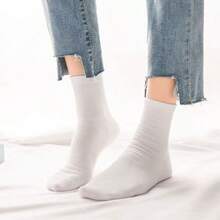 Cotton 6/10/15/20 Pairs Unisex Minimalist Solid Color Mid-Calf Socks - Multicolor - View 11