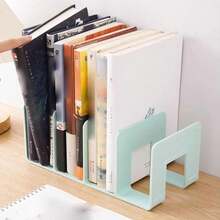 1PC Multi-Function Desktop Storage Rack Macaron Color Plastic Folder Bookshelf School Office Book Notebook Holder Organizer Supplies - Bookend - View 8