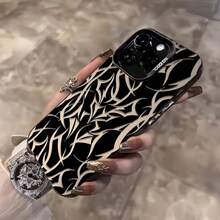 1件裝黑色啞光 IMD 彩色銀色雷射個性化荊棘圖案手機殼，相容 iPhone 16 Pro Max/17/16/15/14 Plus/13/12/11/Air 及系列 - 彩色 - 查看 4
